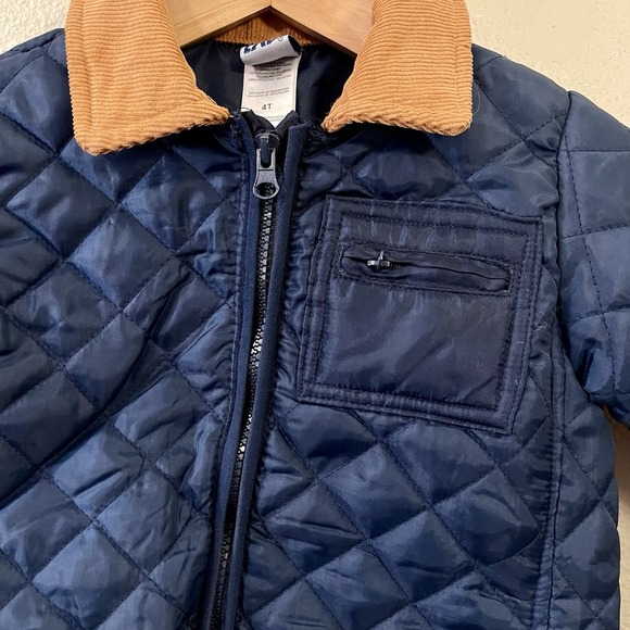 Little‎ Lad Toddler Quilted Chore Jacket Corduroy Collar Navy Brown Size 4T - Picture 3 of 8